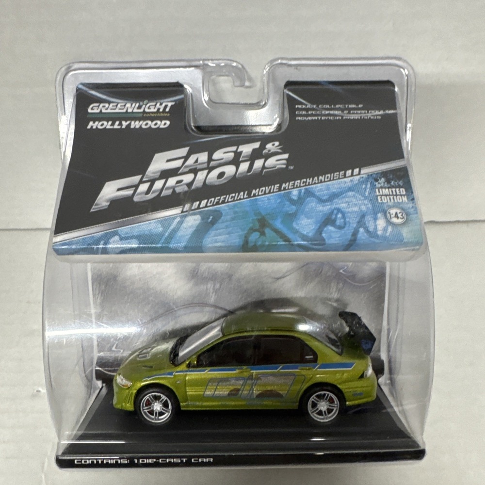 Fast And Furious 2 Mitsubishi Lancer‎ Evolution Green Diecast 1:43 Scale
